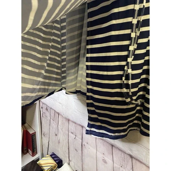 Lands End Tankini Top Halter Molded Cups Striped Navy Blue White 6 - Picture 3 of 6